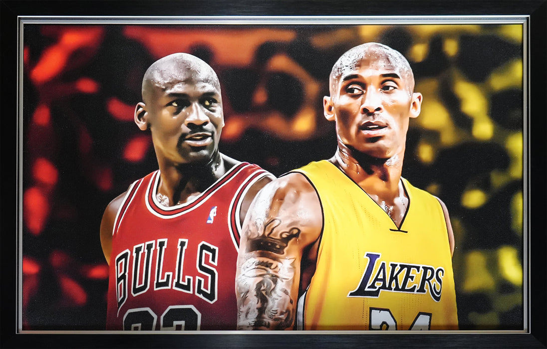 Michael Jordan & Kobe Bryant Textured Photograph Print Basketball Frame