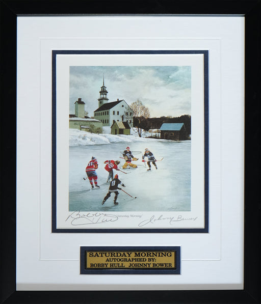 Saturday Morning Hockey Kids Print Signed By Bobby Hull & Johnny Bower Lithograph Frame