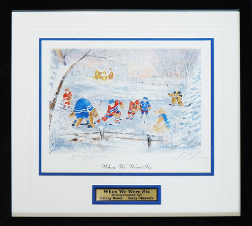 When We Were Six Kids Print Signed by Johnny Bower & Gerry Cheevers Lithograph Frame